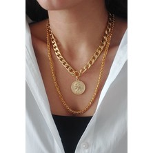 His Takı Gold Altın Kaplama 2'li Kolmbin Kolye