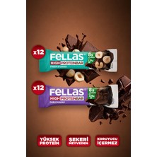 Fellas Protein Bar (32 g) Süper İkili Kutu - 24 Adet (Duble Kakaolu x 12 + Fındıklı ve Kakaolu x 12)