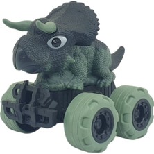 DMC Sürtmeli Dinazor Arabalar 12 cm - H-20 - Triceratops - Yeşil (Bayi Depom)