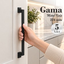Badem10 5 Adet Gama 224 mm Siyah Kulp Metal Mobilya Çekmece Dolabı Mutfak Dolap Kulpları Kapak Kulbu Kulpu