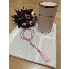 Ayhanhome Pembe Lüks Tafta Seccade Seti Kutulu İnci Tesbih ile 70 x 120 cm Baskısız Tasarım