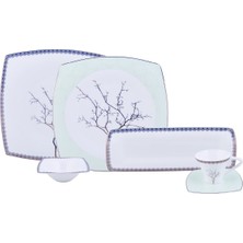 Karaca Fine Pearl Banyan 26 Parça 6 Kişilik Desenli Kare Kahvaltı/Servis Takımı Renkli Porselen