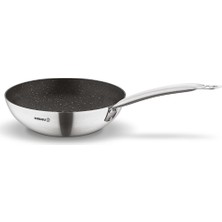 Korkmaz Proline Gri Renk 28x8.3 cm Wok Tava Granit Kaplama ile Yüksek Pişirme Performansı