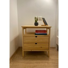 Aksöz Tasarım Ahşap Komodin Klasik Tasarım 2 Çekmeceli 40 cm Genişlik 30 cm Derinlik