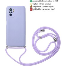 Emybox Xiaomi Redmi Note 10 / 10S Telefon Kılıfı - Boyun Askılı Lansman Içi Kadife Yumuşak Silikon
