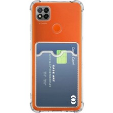 Emybox Redmi 10A / 9c Kamera Köşe Korumalı Darbe Emici Yumuşak Silikon Şeffaf Kartlıklı Telefon Kılıfı