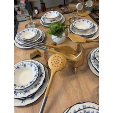Ogeda Home 4'lü Krom Saplı Bambu Servis Kaşığı Seti - 4'lü Bambu Servis Kaşık Seti 32 cm