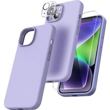 Emybox Iphone 14 Lansman Silikon Içi Kadife Telefon Kılıfı Ekran Koruyucu Kamera Koruyucu 3lü Set