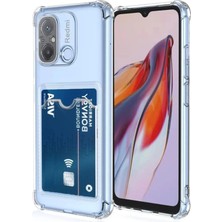 Emybox Redmi 12C Kamera Köşe Korumalı Darbe Emici Yumuşak Silikon Şeffaf Kartlıklı Telefon Kılıfı