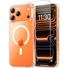 Emybox iPhone 17 Pro Max Magsafe Destekli Sararmaz Ultra Thin Şeffaf Kılıf + Temperli Ekran Koruyucu
