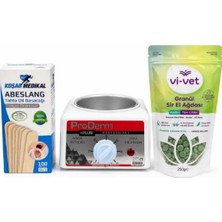 Bozkar Medikal Profesyonel Ağda Seti | Proderm Ağda Isıtıcı, Azulen Granül Sir Ağda 250G, Spatula 100 Adet | Ev & Salon Kullanımı