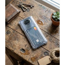 Emybox Redmi Poco X3 / X3 Pro Nfc Kamera Köşe Korumalı Darbe Emici Silikon Şeffaf Kartlıklı Telefon Kılıfı