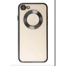 Emybox Apple Iphone 7/8 Uyumlu Logo Açık Detaylı Lens Korumalı Siyah Renkli Şeffaf Silikon Telefon Kılıfı
