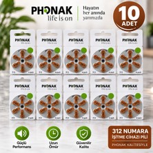 Phonak 312 Numara Işitme Cihazı Pili 10 Paket 60 Adet