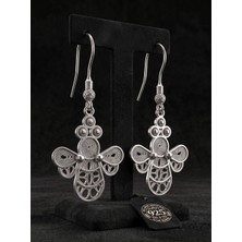 Roza Silver 925 Ayar Gümüş Geleneksel Telkari Işlemeli Arı Sallantılı Küpe