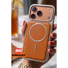 Emybox iPhone 17 Magsafe Özellikli Arkası Deri Metalik Kenarlı Yumuşak Silikon Telefon Kılıfı