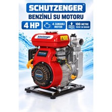 SCHUTZENGER 1.5 Hp Benzinli Su Pompası 4hp 4 Zamanlı Motor 10 mt Dikey Su Atar Tarla Sulama Kırmızı 9011