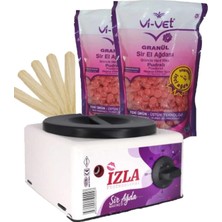 Vi-Vet Izla Sir Ağda Makinesi +2X250G Pudralı Soyulabilen Boncuk Ağda + Spatula Seti & Waxing Machine