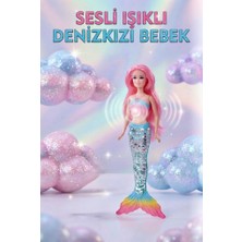 Farbu Oyuncak Deniz Kızı Işıklı Oyuncak Bebek & Moda Trendi Pembe Saçlı Ombre Kuyruklu Oyuncak Bebek
