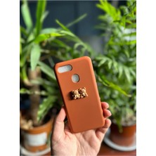 Emybox Oppo A15 / A15S Uyumlu Yumuşak Silikon Ayıcık Figürlü Içi Kadife Lansman Telefon Kılıfı