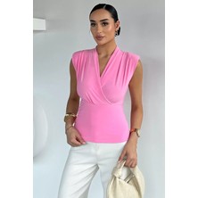 Gülseli Kadın Omuz Vatkalı Kruvaze Yaka Bluz P-00020981
