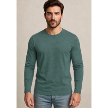 Axxel Erkek Mint Yeşili Pamuklu Likralı Süprem Uzun Kollu T-SHIRT-D240