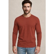Axxel Erkek Kiremit Turuncu Pamuklu Likralı Süprem Uzun Kollu T-SHIRT-D240