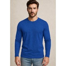 Axxel Erkek İndigo Pamuklu Likralı Süprem Uzun Kollu T-SHIRT-D240