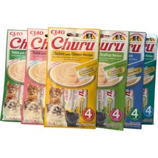 Inaba Churu Cream Kedi Ödül Maması Süper Karışık Set 4lü Paketlerden 6 Paket