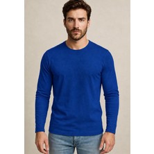 Axxel Erkek Koyu İndigo Pamuklu Likralı Süprem Uzun Kollu T-SHIRT-D240
