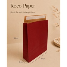 Roco Paper Co. Yapışkan Bantlı Kraft Kese Kağıdı, Bordo Renk, 30X40X10 cm - 24'lü Paket, Hediye ve Kargo Zarfı