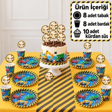 Çavuş E-Ticaret Inşaat Temalı Iş Makineleri Konsept Doğum Günü Parti Seti Tabak-Bardak-Peçete-Kürdan Süs-8 Kişilik Parti Seti