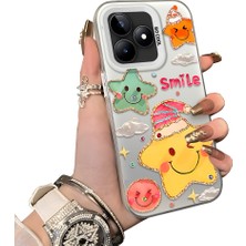 HONTINGA Realme C53 ile Uyumlu Kılıf Silikon Kenar Sert Arka Kamera Koruyucu Basitlik Anti Düşme Kamera Sevgili Çift Kılıf Yıldız Desen Couple Telefon Kılıfı K1-1809