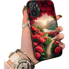 HONTINGA Xiaomi Redmi Note 10 ile Uyumlu Kılıf Silikon Kenar Sert Arka Kamera Koruyucu Basitlik Anti Düşme Kamera Sevgili Çift Kılıf Çiçekli Desen Couple Telefon Kılıfı K1-1815