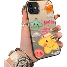 HONTINGA iPhone 12 Mini ile Uyumlu Kılıf Silikon Kenar Sert Arka Kamera Koruyucu Basitlik Anti Düşme Kamera Sevgili Çift Kılıf Yıldız Desen Couple Telefon Kılıfı K1-1809