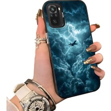 HONTINGA Xiaomi Redmi Note 10 4g ile Uyumlu Kılıf Silikon Kenar Sert Arka Kamera Koruyucu Basitlik Anti Düşme Kamera Sevgili Çift Kılıf Uçak Desen Couple Telefon Kılıfı K1-1812