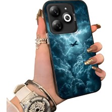 HONTINGA Infinix Smart 8 ile Uyumlu Kılıf Silikon Kenar Sert Arka Kamera Koruyucu Basitlik Anti Düşme Kamera Sevgili Çift Kılıf Uçak Desen Couple Telefon Kılıfı K1-1812