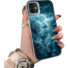 HONTINGA iPhone 12 Mini ile Uyumlu Kılıf Silikon Kenar Sert Arka Kamera Koruyucu Basitlik Anti Düşme Kamera Sevgili Çift Kılıf Uçak Desen Couple Telefon Kılıfı K1-1812