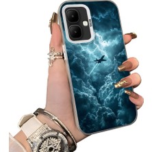 HONTINGA Infinix Smart 10 ile Uyumlu Kılıf Silikon Kenar Sert Arka Kamera Koruyucu Basitlik Anti Düşme Kamera Sevgili Çift Kılıf Uçak Desen Couple Telefon Kılıfı K1-1812