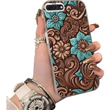 HONTINGA iPhone 8 Plus ile Uyumlu Kılıf Silikon Kenar Sert Arka Kamera Koruyucu Basitlik Anti Düşme Kamera Sevgili Çift Kılıf Retro Desen Couple Telefon Kılıfı K1-1811