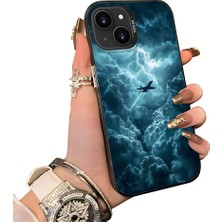 HONTINGA iPhone 13 Mini ile Uyumlu Kılıf Silikon Kenar Sert Arka Kamera Koruyucu Basitlik Anti Düşme Kamera Sevgili Çift Kılıf Uçak Desen Couple Telefon Kılıfı K1-1812