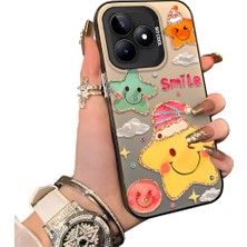 HONTINGA Realme C53 ile Uyumlu Kılıf Silikon Kenar Sert Arka Kamera Koruyucu Basitlik Anti Düşme Kamera Sevgili Çift Kılıf Yıldız Desen Couple Telefon Kılıfı K1-1809
