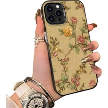 HONTINGA iPhone 14 Pro ile Uyumlu Kılıf Silikon Kenar Sert Arka Kamera Koruyucu Basitlik Anti Düşme Kamera Sevgili Çift Kılıf Çiçekli Desen Couple Telefon Kılıfı K1-1816