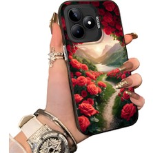 HONTINGA Realme C53 ile Uyumlu Kılıf Silikon Kenar Sert Arka Kamera Koruyucu Basitlik Anti Düşme Kamera Sevgili Çift Kılıf Çiçekli Desen Couple Telefon Kılıfı K1-1815