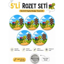 Sevimli Kaplumbağa Çalışkan Başarılı Öğrenci Okul Rozet Seti Ceket-Çanta-Kalemlik-Şapka-Aksesuar Rozeti (44MM) 5 Adet