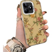 HONTINGA Realme C53 ile Uyumlu Kılıf Silikon Kenar Sert Arka Kamera Koruyucu Basitlik Anti Düşme Kamera Sevgili Çift Kılıf Çiçekli Desen Couple Telefon Kılıfı K1-1816