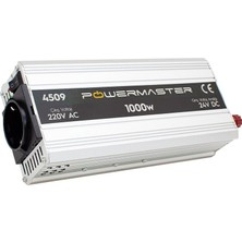 kzy mobilyal Powermaster 24VOLT 1000WATT Modified Sinus İnverter PM-4509 Gri Renkli Regülatör Özellikli