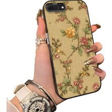 HONTINGA iPhone 8 Plus ile Uyumlu Kılıf Silikon Kenar Sert Arka Kamera Koruyucu Basitlik Anti Düşme Kamera Sevgili Çift Kılıf Çiçekli Desen Couple Telefon Kılıfı K1-1816