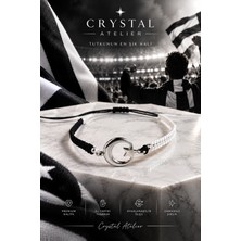 Crystal Atelier Siyah Beyaz Ay Yıldız Makrome Taraftar Bileklik El Yapımı Ayarlanabilir Unisex