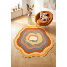 Decomia Home Dijital Kaymaz Yıkanabilir Renkli Yuvarlak Salon Halısı Çocuk Halısı